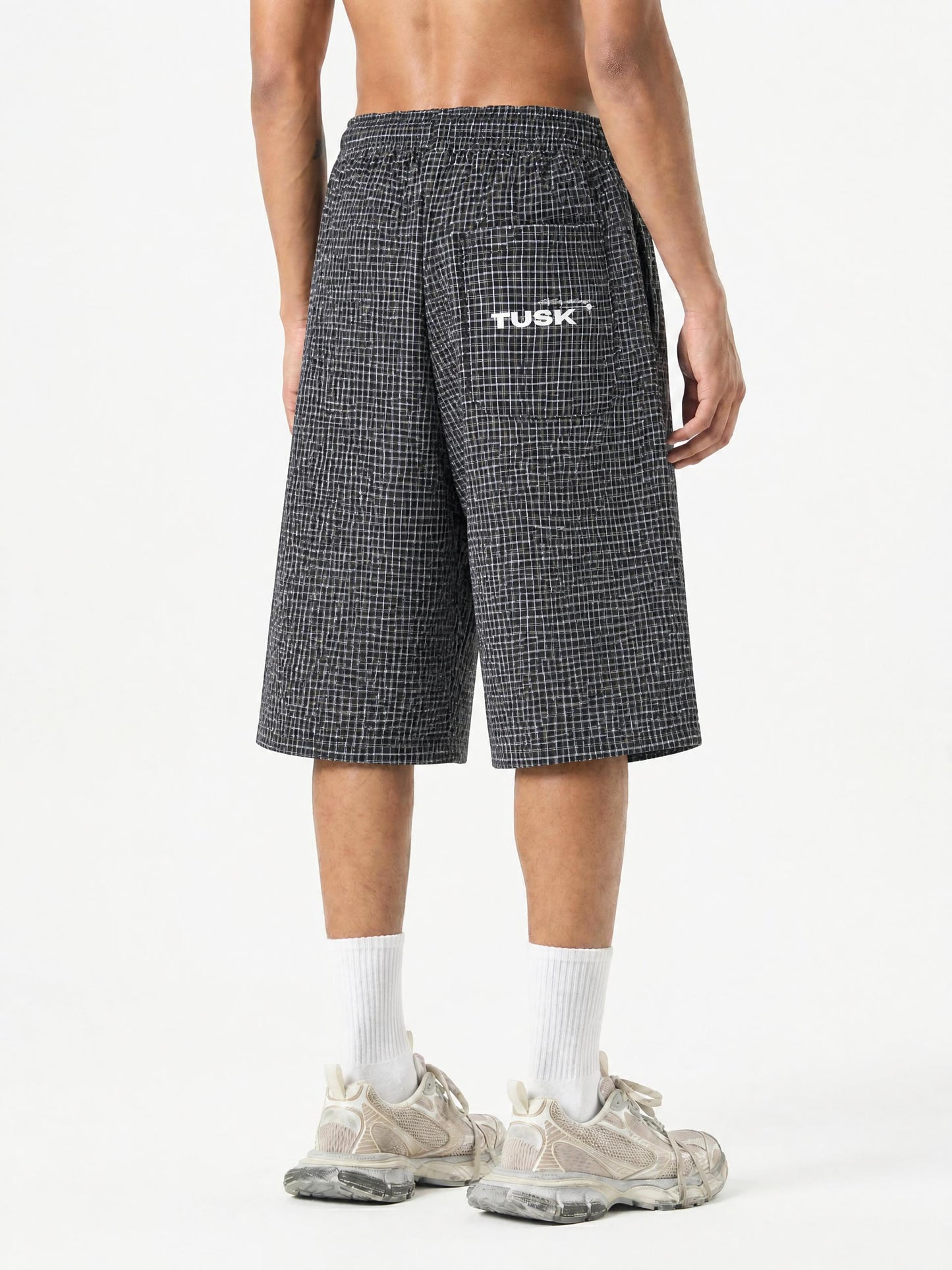 Unisex Plaid Loose Capri Shorts