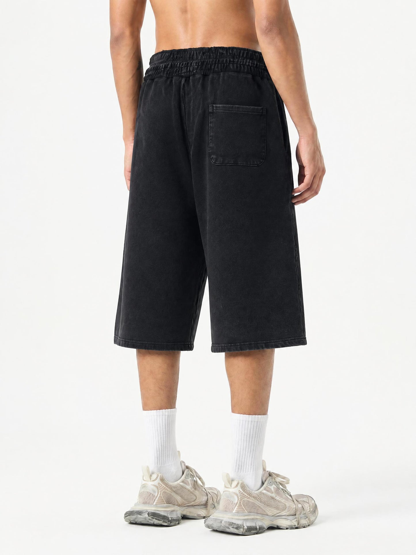 Unisex Vintage Wash Distressed Wide Leg Shorts
