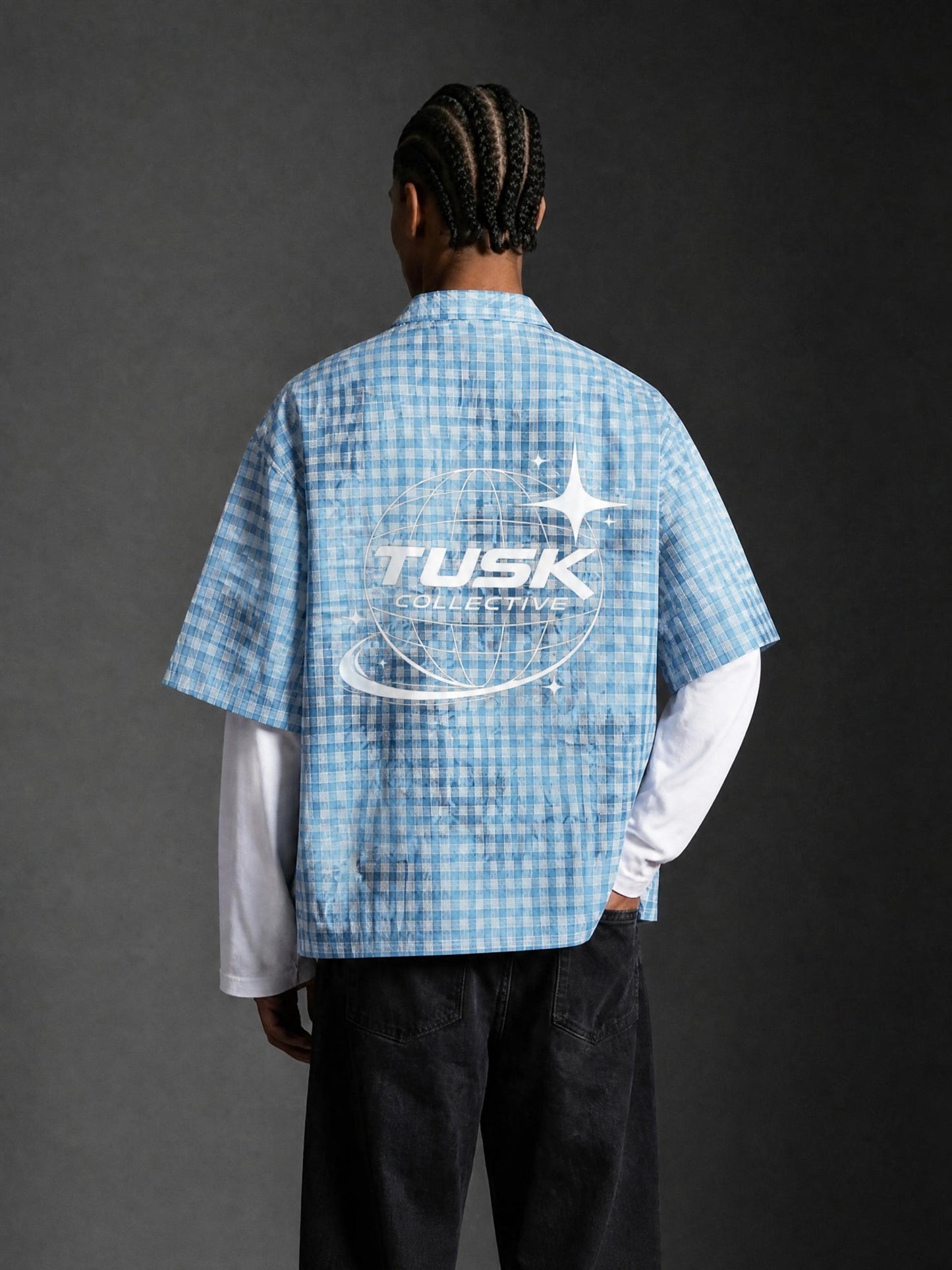 Unisex Vintage Wash Plaid Short Sleeve Shirt