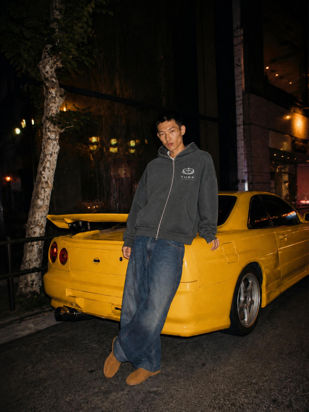 Fleeced Full-Zip Boxy Hoodie