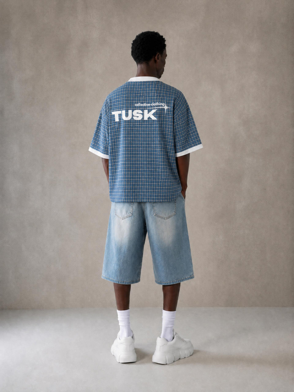 Unisex Boxy Plaid Color Block Polo Shirt