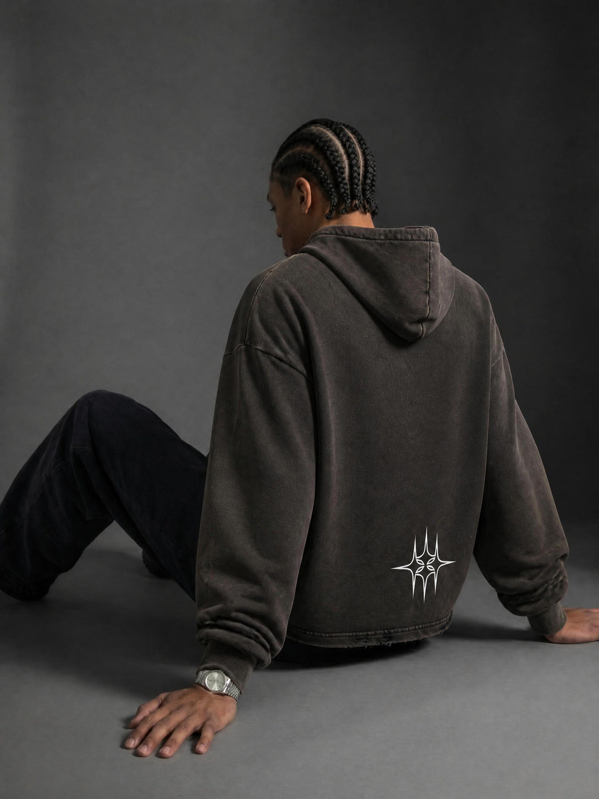 Vintage Washed Frayed-Hem Hoodie