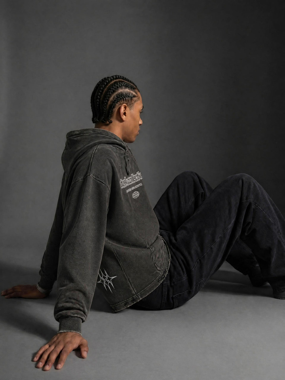 Vintage Washed Frayed-Hem Hoodie