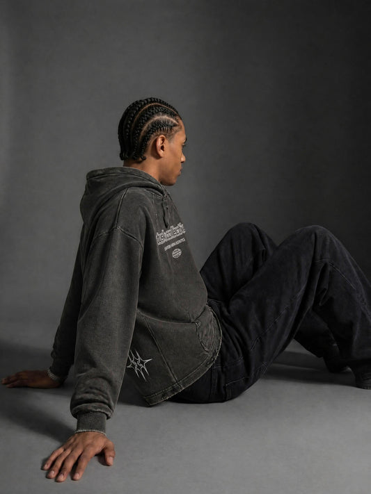 Vintage Washed Frayed-Hem Hoodie
