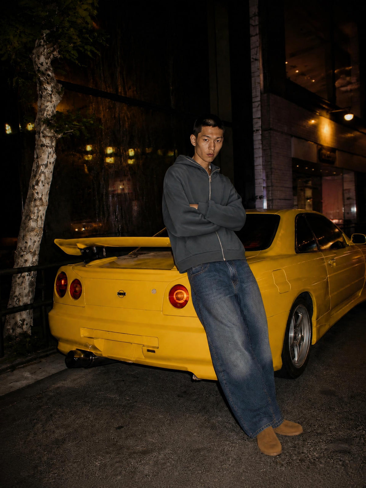 Fleeced Full-Zip Boxy Hoodie