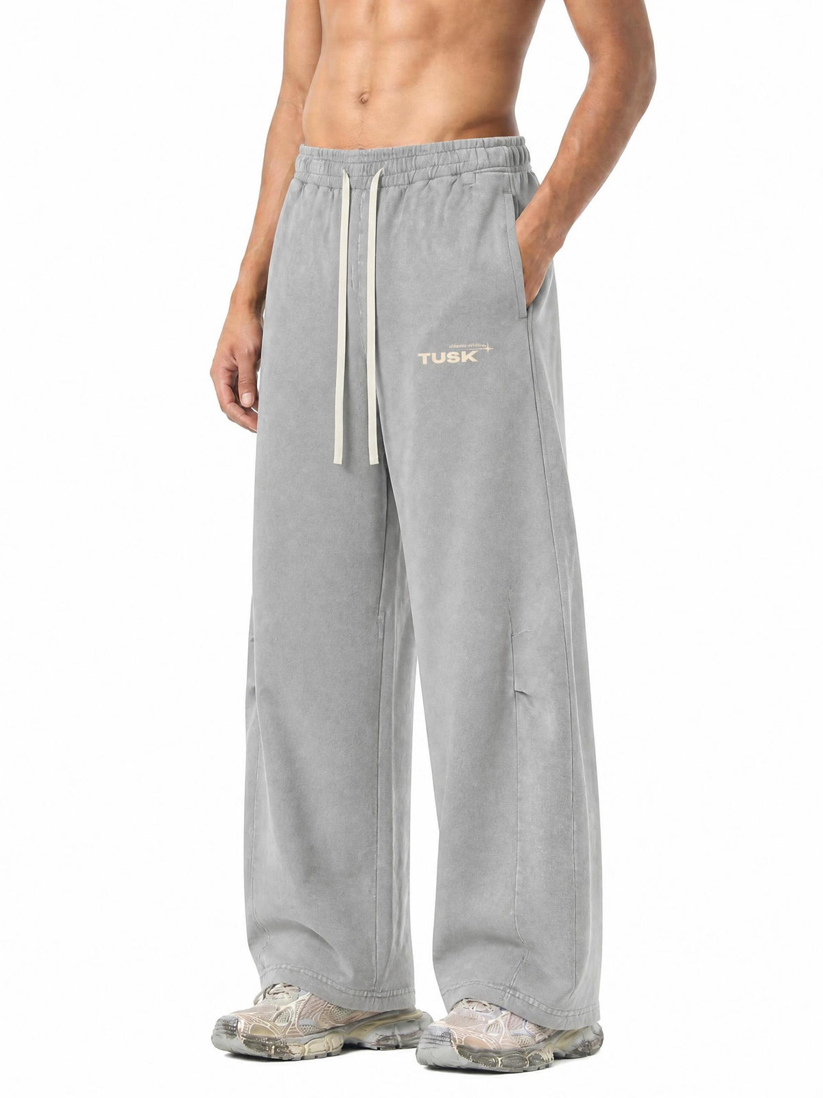 Unisex Mineral Wash Barrel Leg Pants
