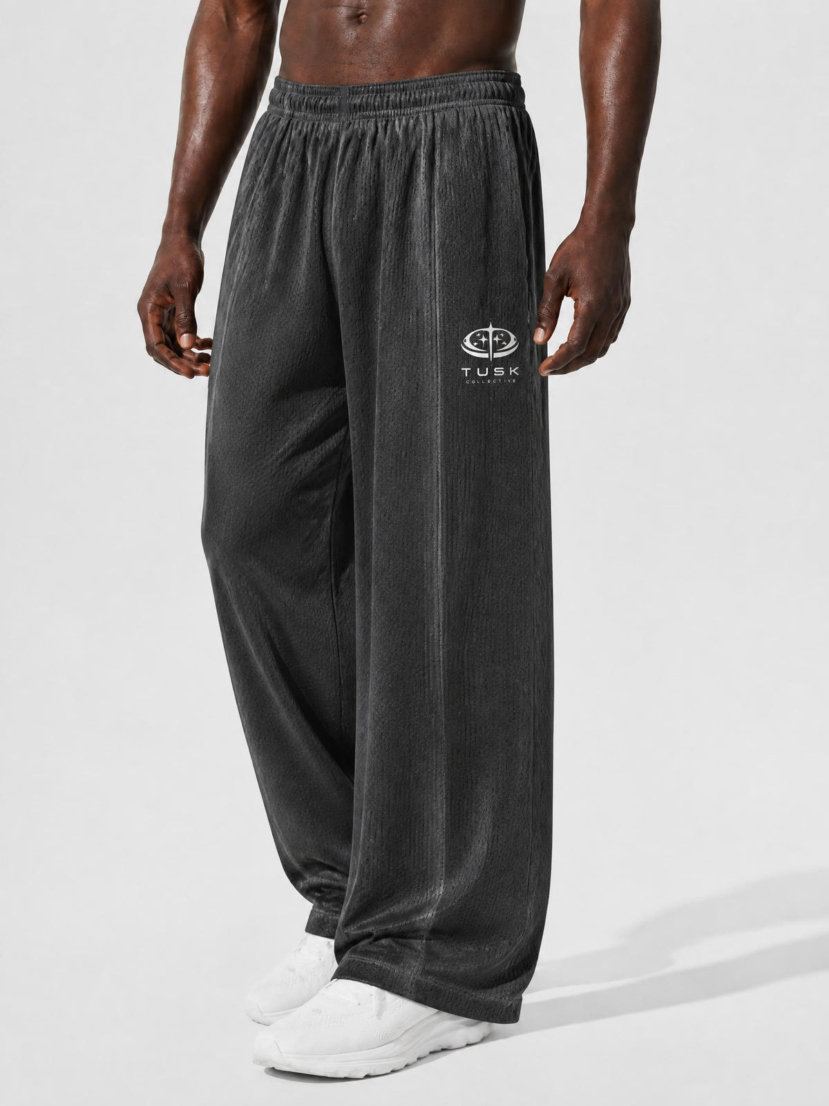 Unisex Vintage Wash Wide Leg Mesh Sweatpants