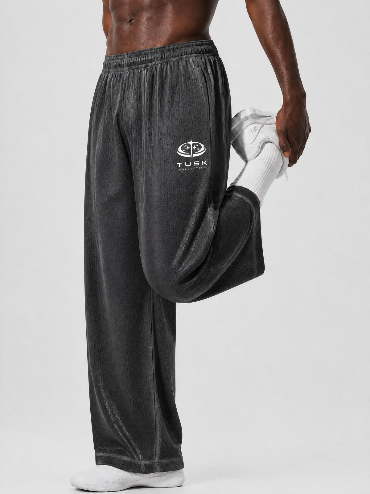 Unisex Vintage Wash Wide Leg Mesh Sweatpants