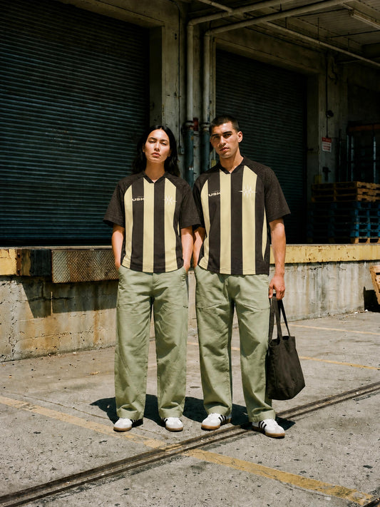 Unisex Striped Mesh Boxy Soccer Jersey