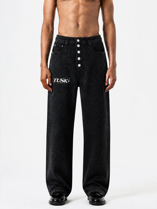 Men's Vintage Wash Wide Leg Denim Jeans