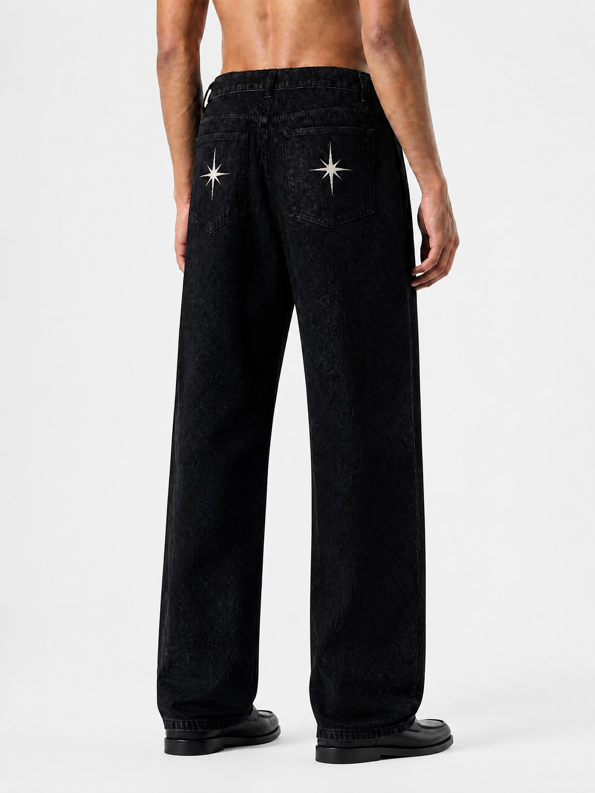 Men's Vintage Wash Wide Leg Denim Jeans
